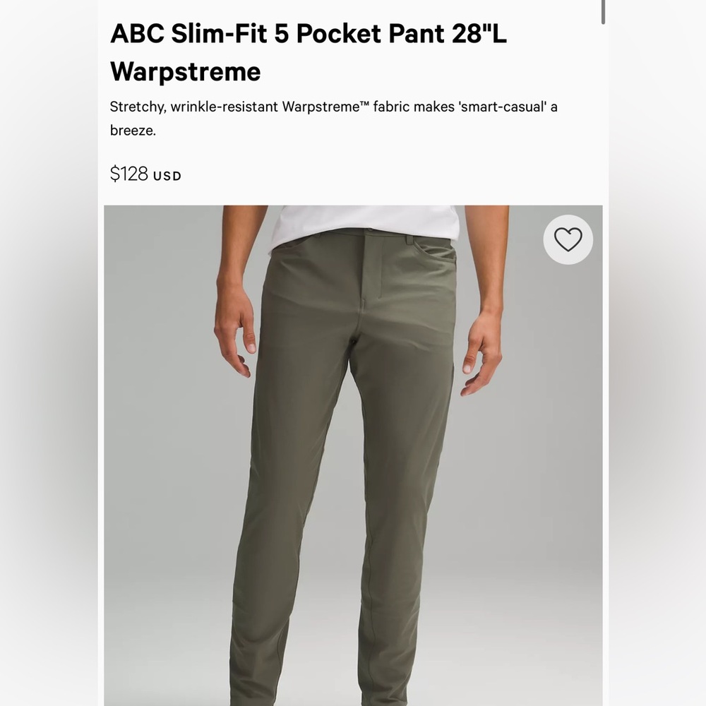 ABC Slim-Fit 5 Pocket Pant 32x30 - Olive Green